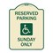Signmission Reserved Parking Sunday W/ Graphic Heavy-Gauge Aluminum Architectural Sign, 24" x 18", TG-1824-23006 A-DES-TG-1824-23006 - alternate 1